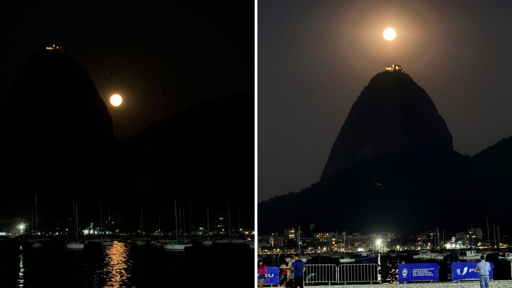 Superlua vista da Praia de Botafogo, na cerimônia de abertura do JUBs Praia